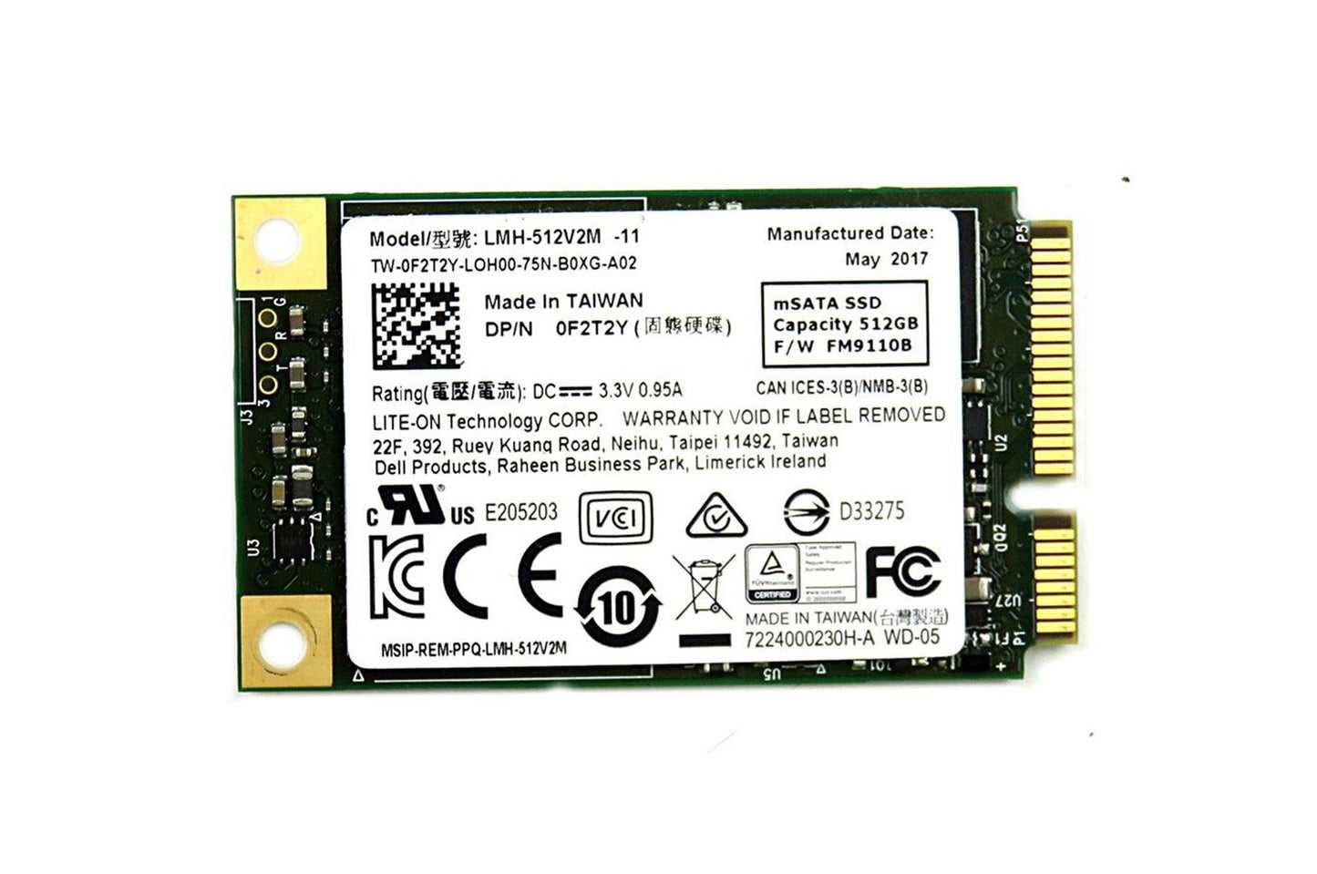 Dell 512GB SATA 6Gb/s mSATA Solid State Drive (SSD) - F2T2Y