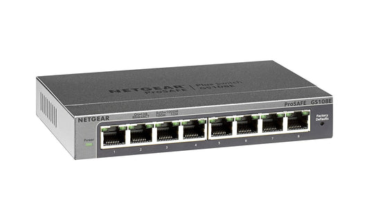 Netgear 8-Ports 10/100/1000BASE-T Ethernet Deskto - GS108Ev3