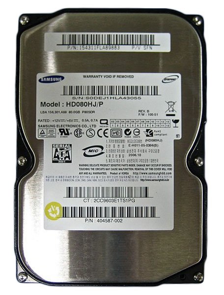 Samsung 80GB 7200RPM SATA II 8MB Cache 3.5-inch Lo - HD080HJ