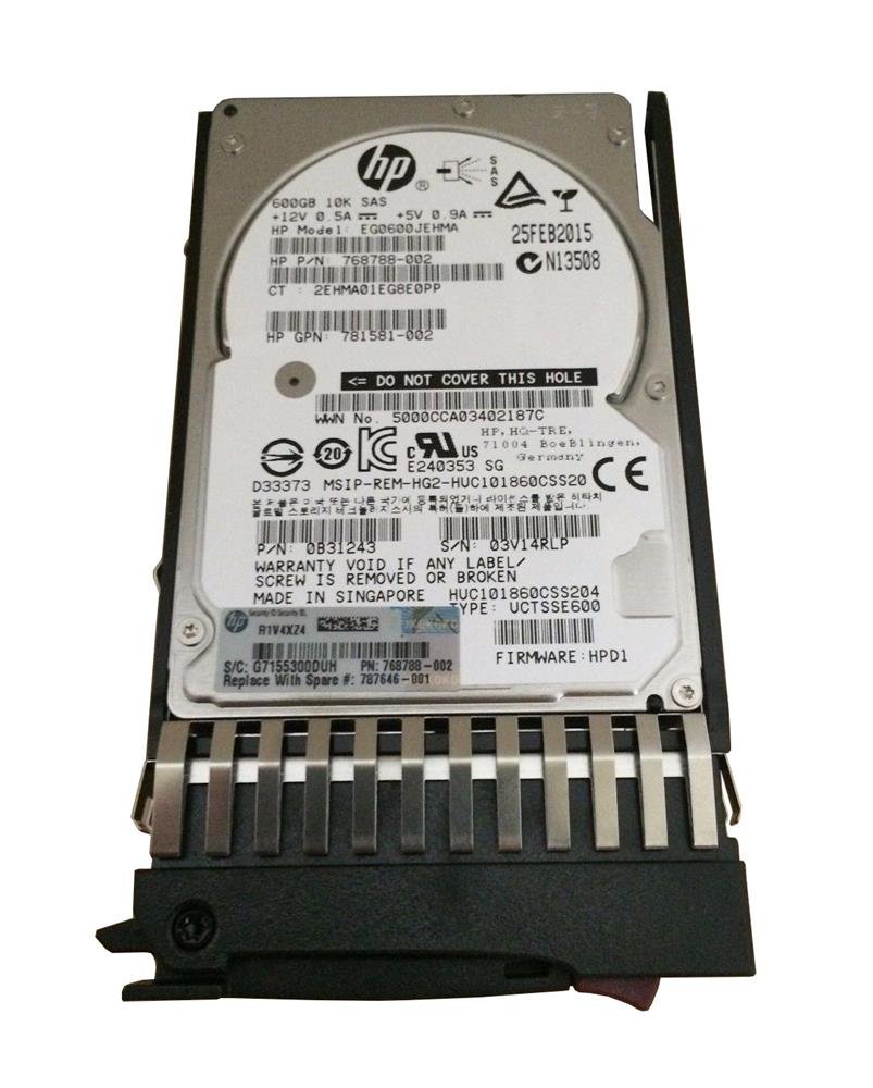 HP 600GB SAS 12Gb/s Hot Swap 10000RPM 2.5-inch Inte - J9F46A
