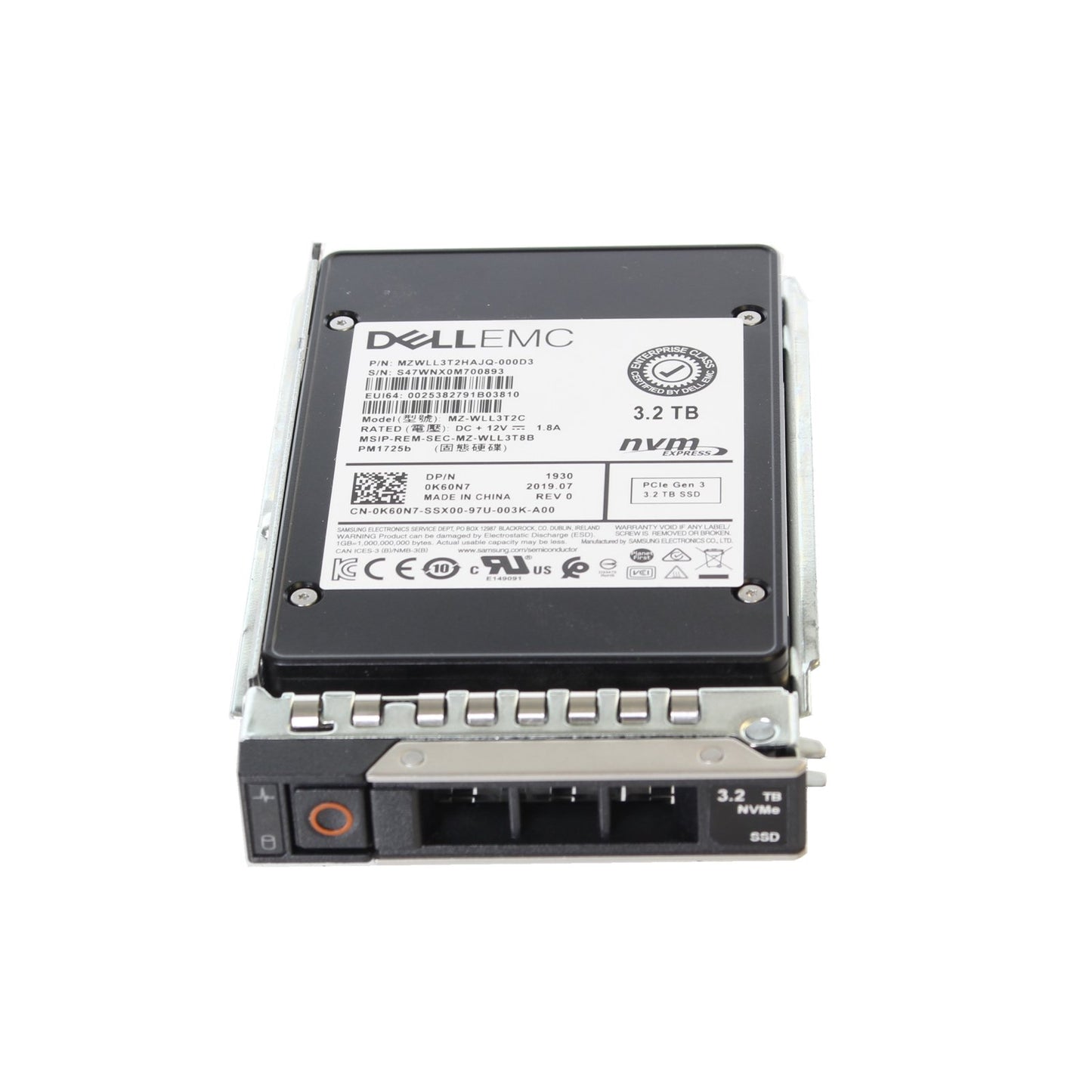 Dell 3.2TB PCI-Express 3.0 x4 NVMe Hot Swap TLC U.2 - K60N7