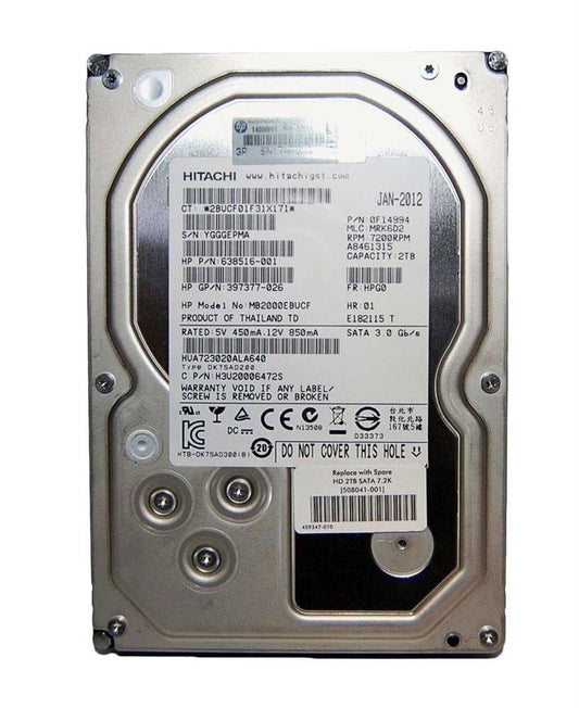 HPE 2TB SATA 3Gb/s 7200RPM 3.5-inch Internal H - MB2000EBUCF
