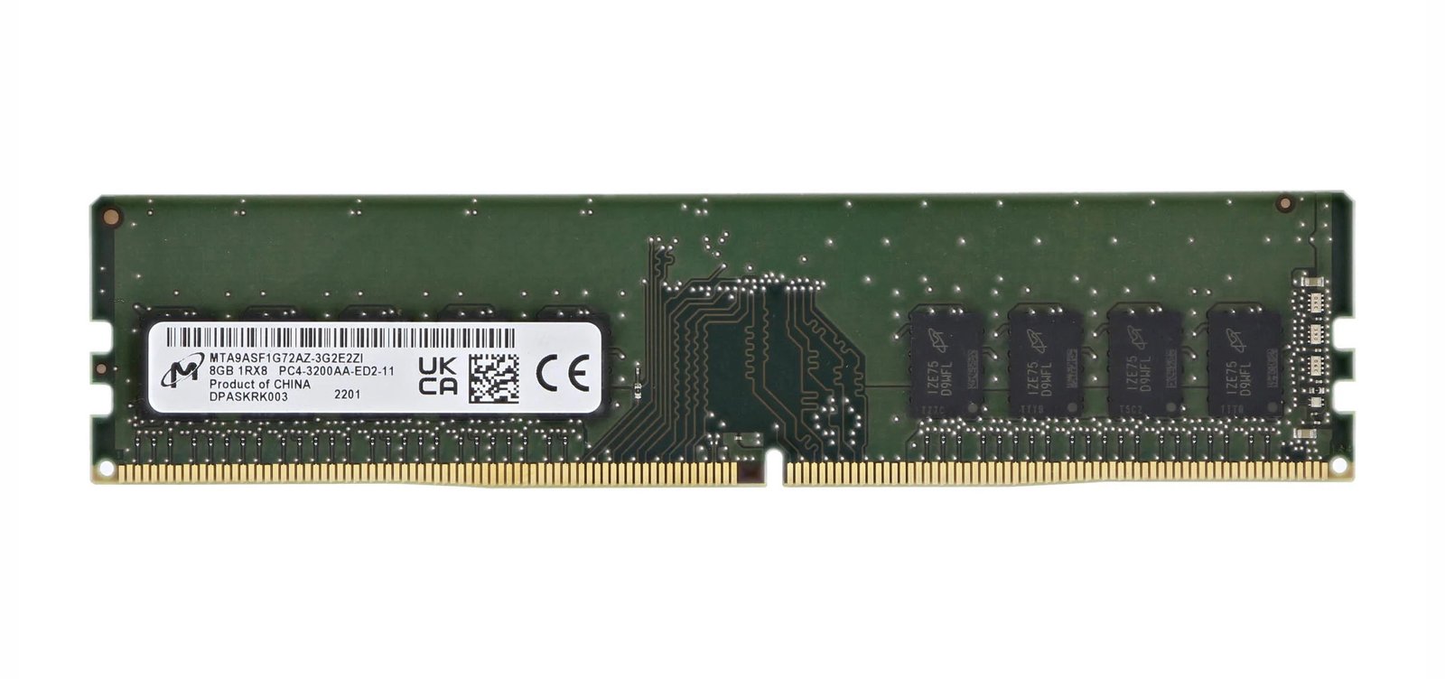 Micron 8GB 3200MHz DDR4 PC4-25600 ECC Un - MTA9ASF1G72AZ-3G2