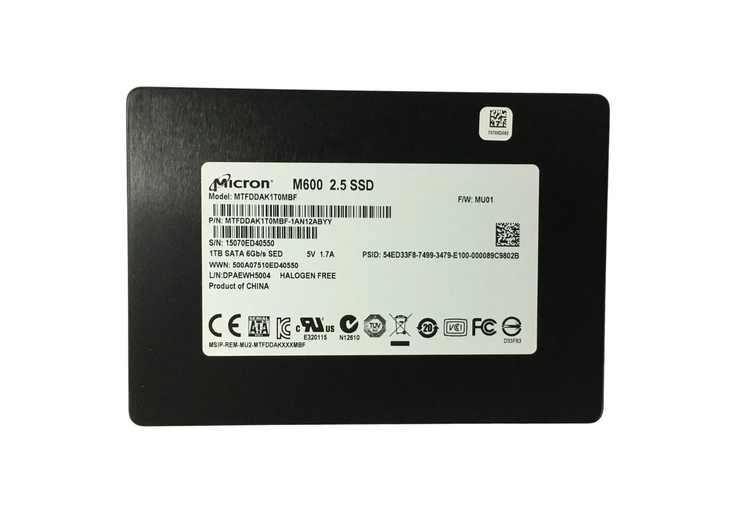Micron M600 1TB SATA 6Gb/s 2D NAND MLC 2.5-i - MTFDDAK1T0MBF