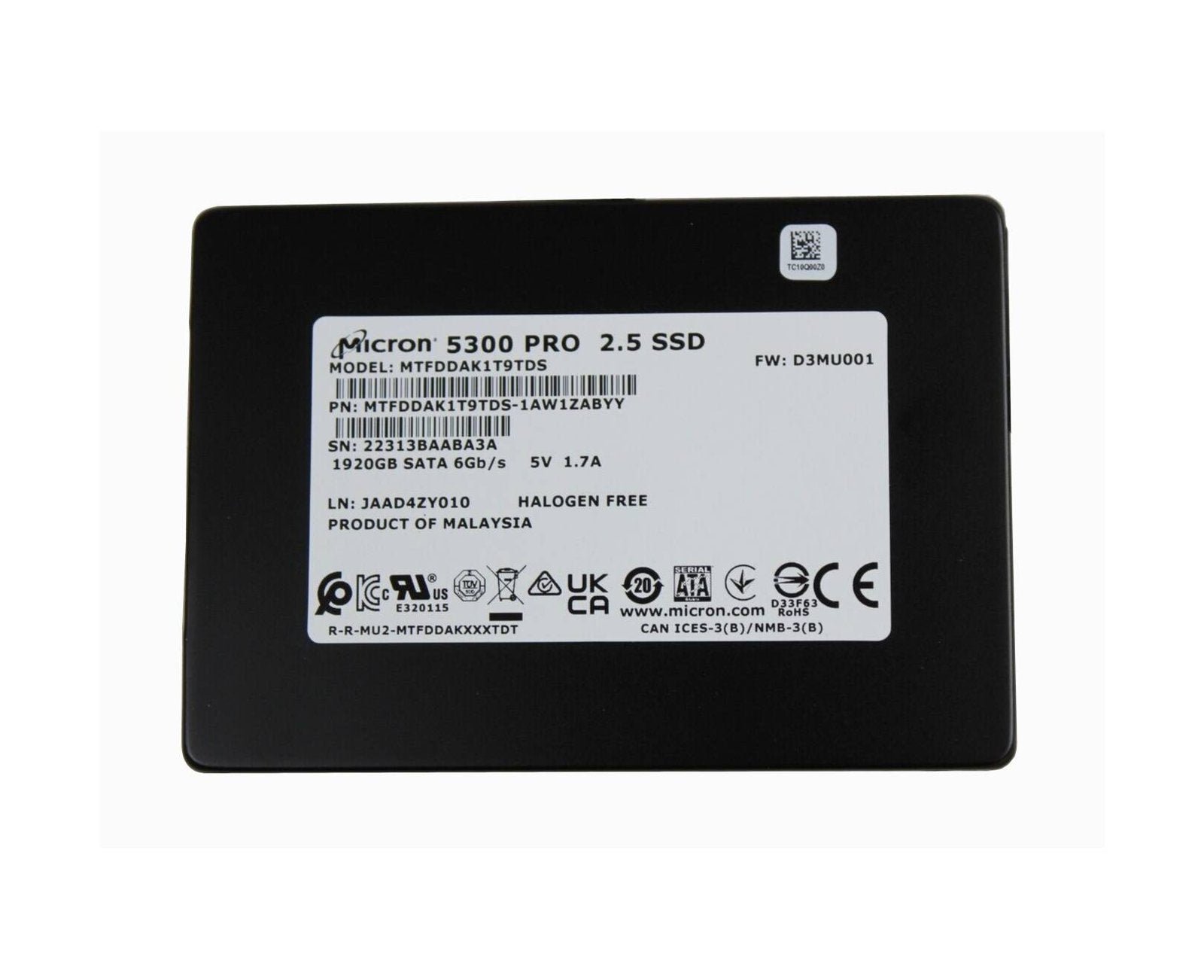 Micron 5300 Pro 1.92TB SATA 6Gb/s Rea - MTFDDAK1T9TDS-1AW1ZA