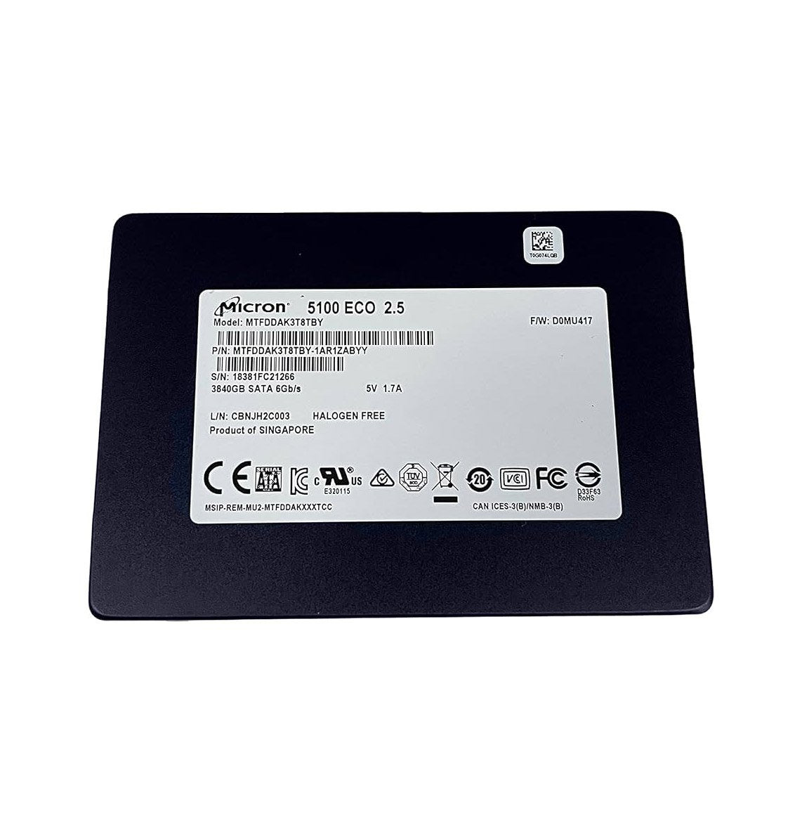 Micron 5100 Eco 3.84TB SATA 6Gb/s - MTFDDAK3T8TBY-1AR1ZABYY