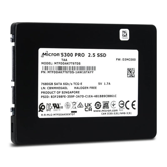 Micron 5300 Pro 7.68TB SATA 6Gb/S Read Inten - MTFDDAK7T6TDS