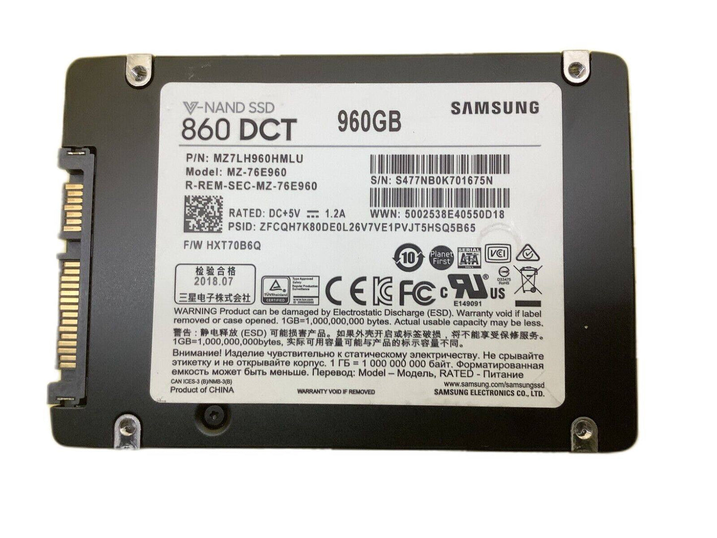 Samsung 860 DCT Series 960GB SATA 6Gb/s 3D NAND - MZ-76E960