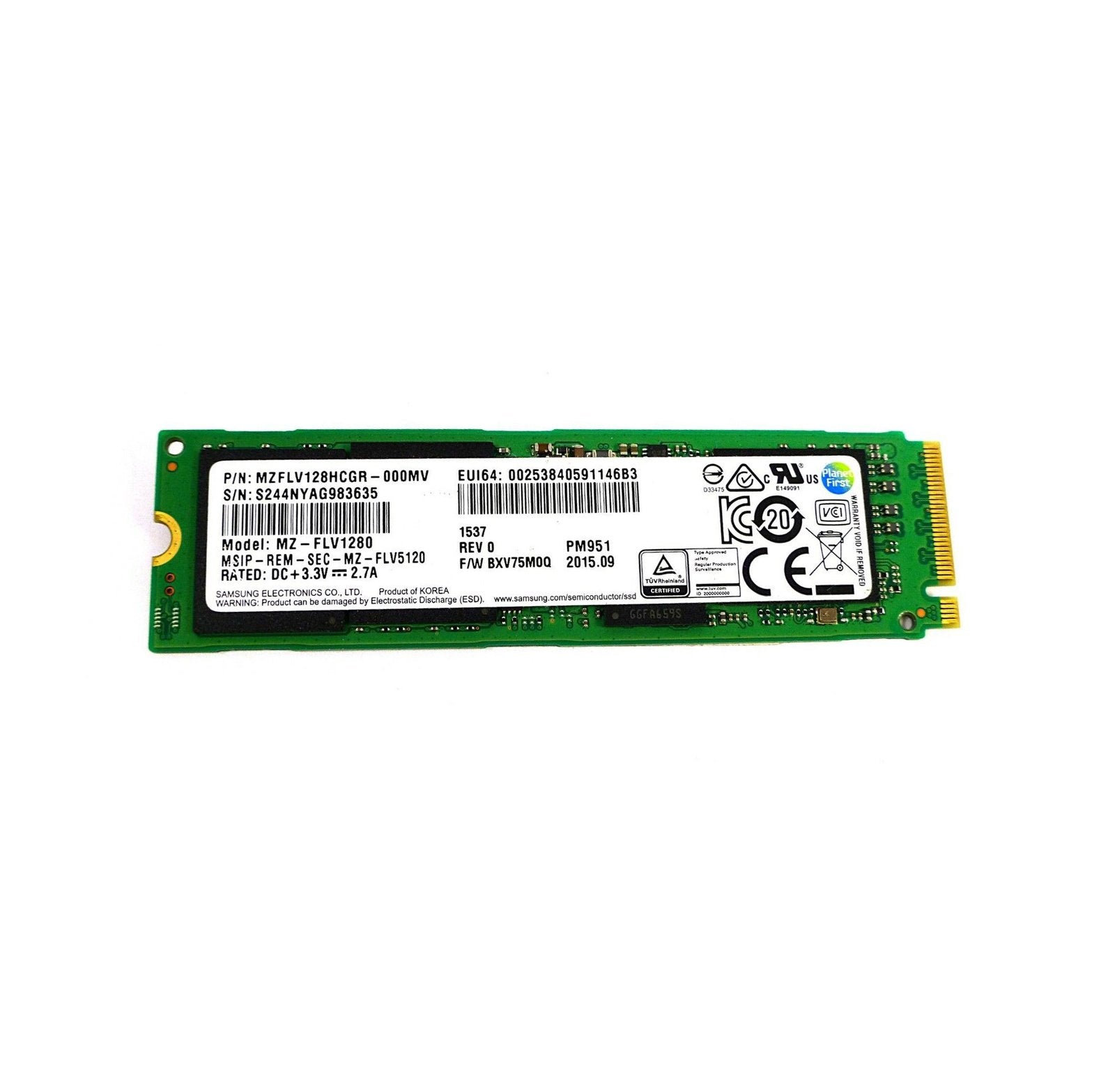 Samsung PM951 128GB PCI-Express 3.0 x4 NVMe M.2 - MZ-FLV1280