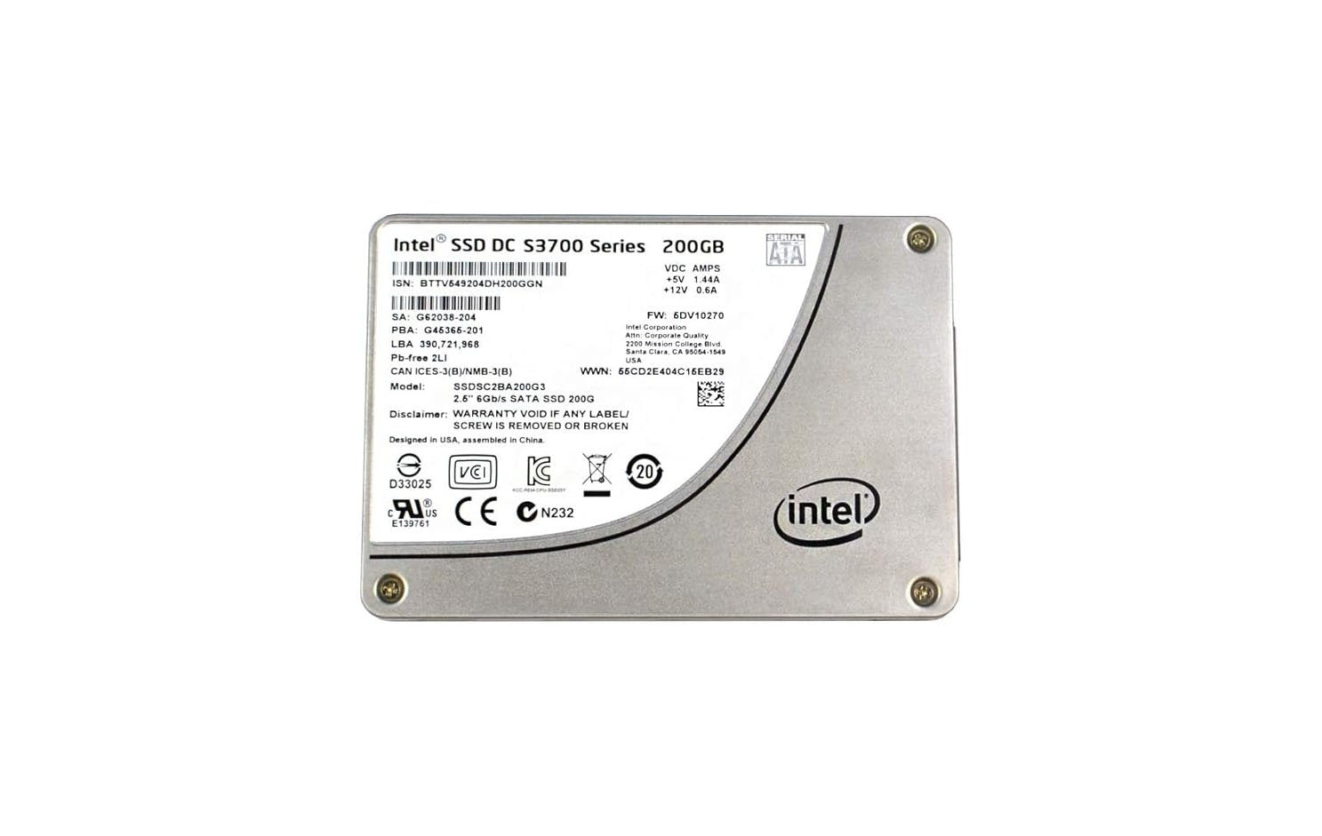 Intel DC S3700 200GB SATA 6Gb/s 2D NAND MLC - SSDSC2BA200G3