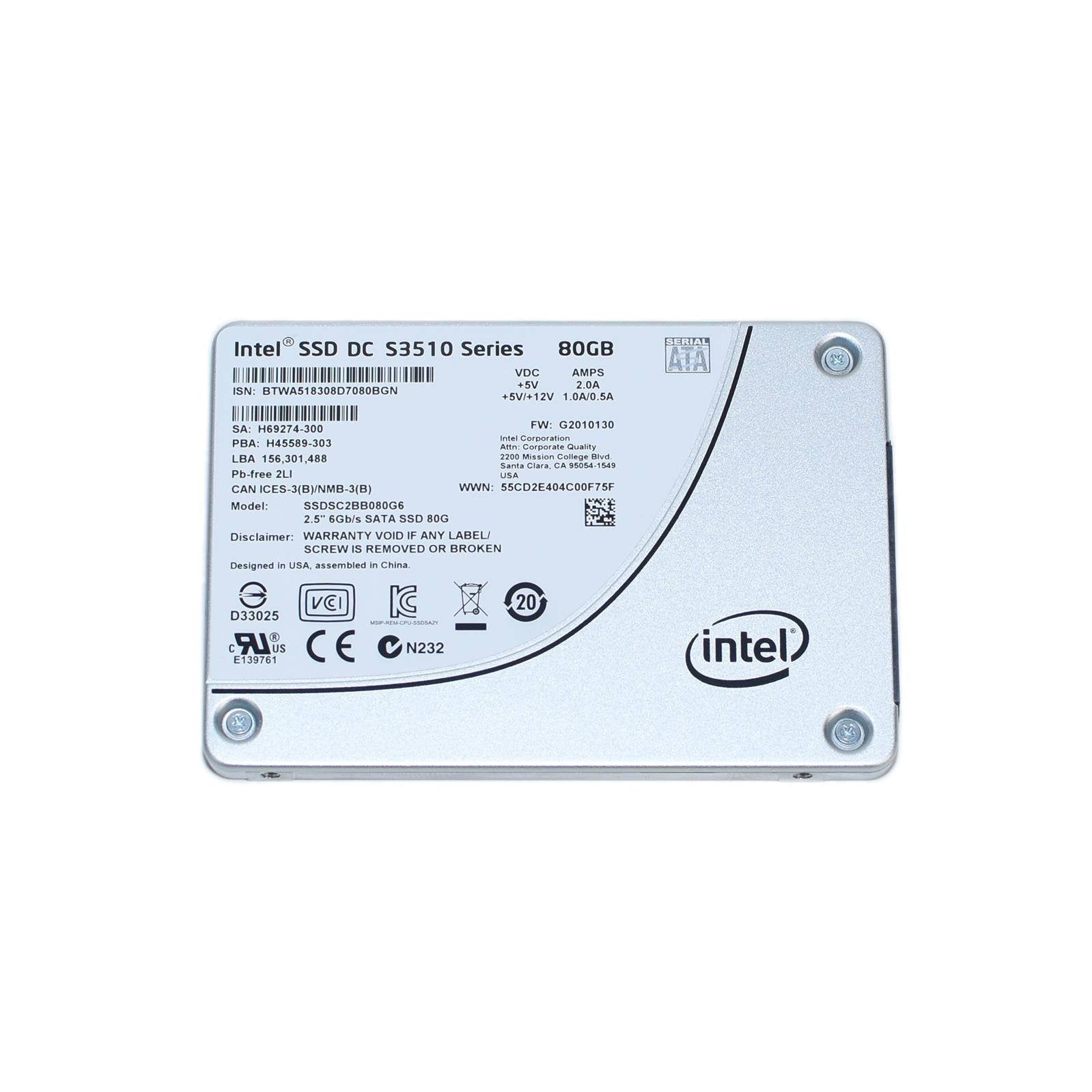 Intel DC S3510 Series 80GB SATA 6Gb/s MLC 2. - SSDSC2BB080G6