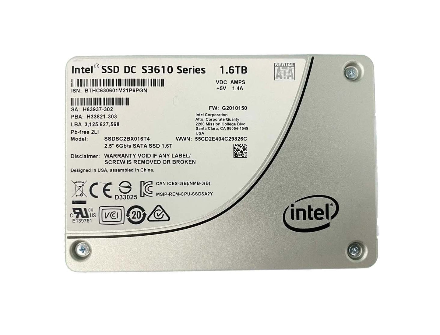 Intel DC S3610 Series 1.6TB SATA 6Gb/​s ML - SSDSC2BX016T4