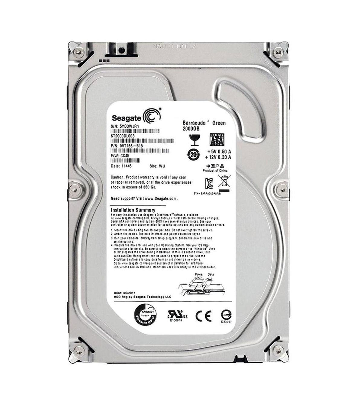 Seagate Barracuda Green 2TB SATA 6Gb/s 5900RPM - ST2000DL003