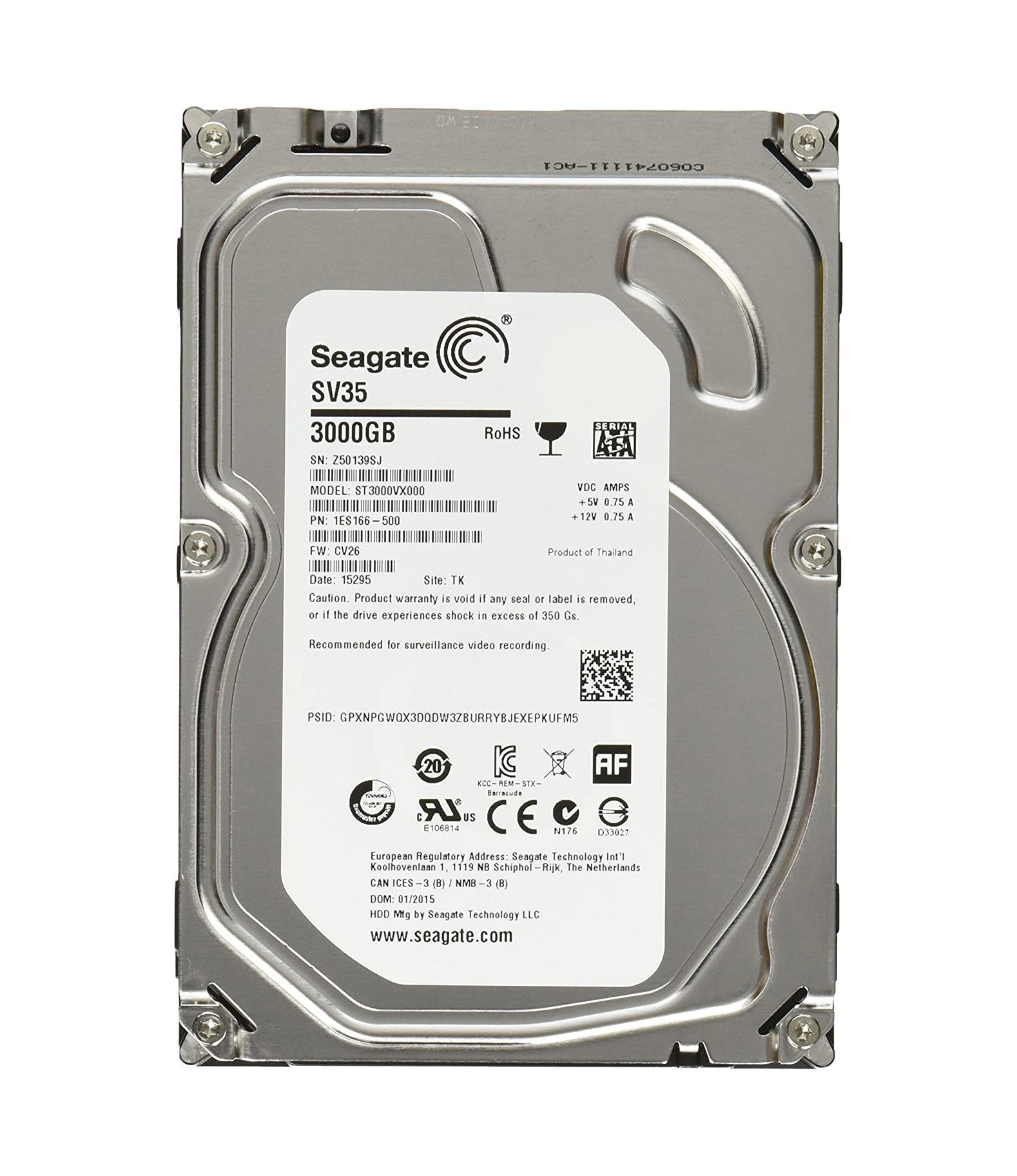 Seagate SV35 Series 3TB SATA 6Gb/s 7200RPM 64M - ST3000VX000