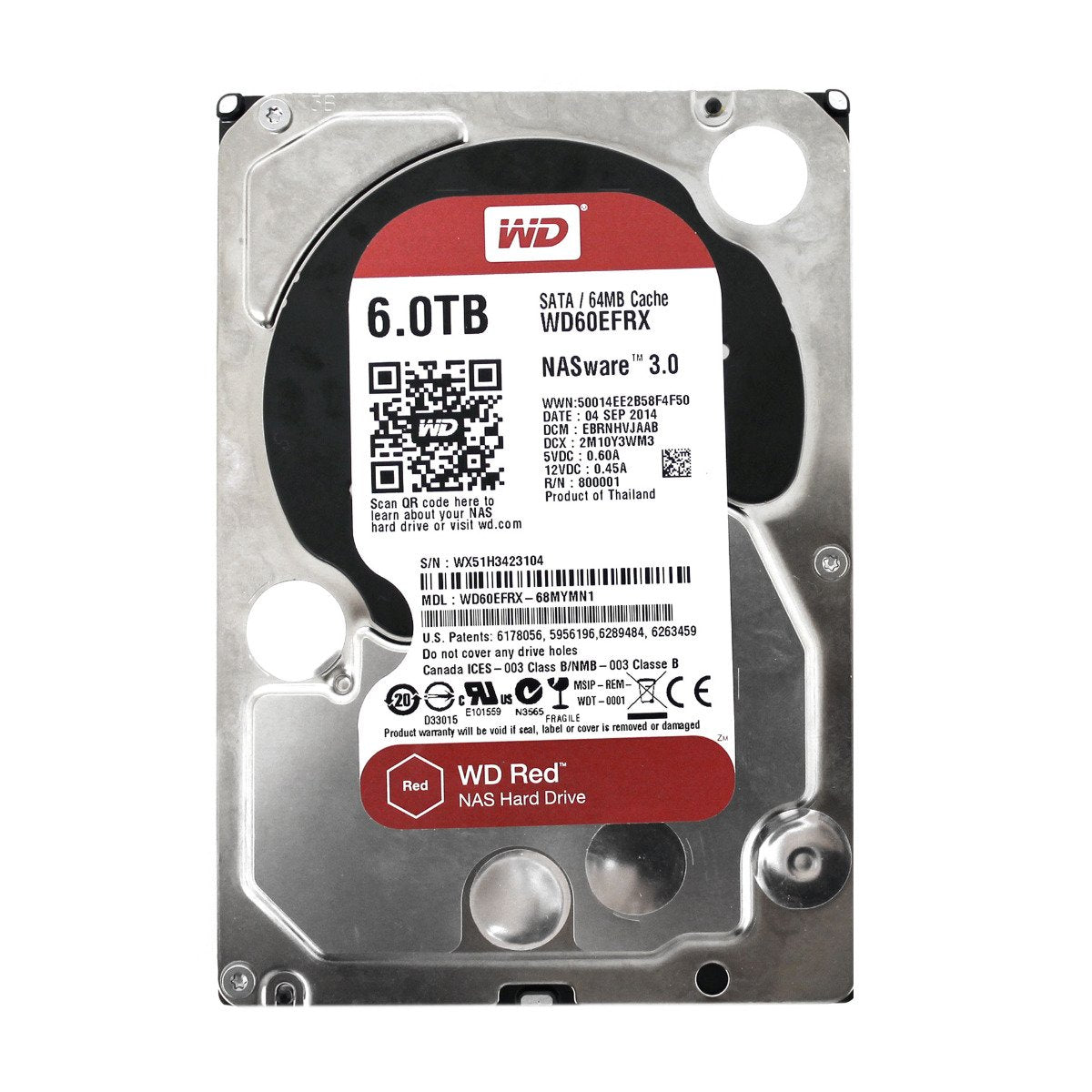 Western Digital Red 6TB 5400RPM 64MB Cach - WD60EFRX-68MYMN1