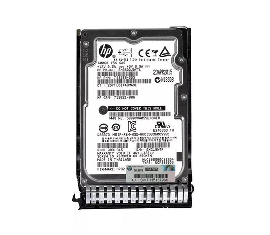 HPE 600GB SAS 12Gb/s Hot Swap 15000RPM 2.5-inc - EH0600JDYTL