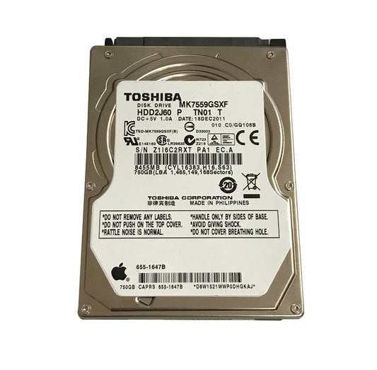 Toshiba 750GB SATA 3Gb/s 5400RPM 8MB Cache 2.5 - MK7559GSXF
