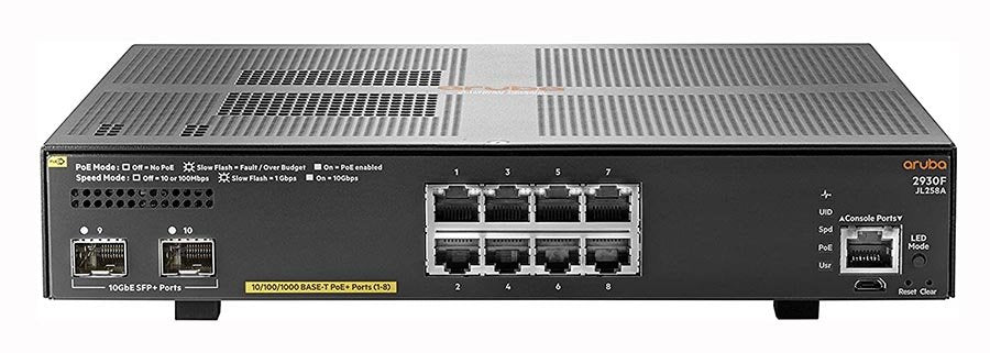 HP Aruba 2930F 8-Ports 10/100/1000 PoE+ Layer - JL258-61001