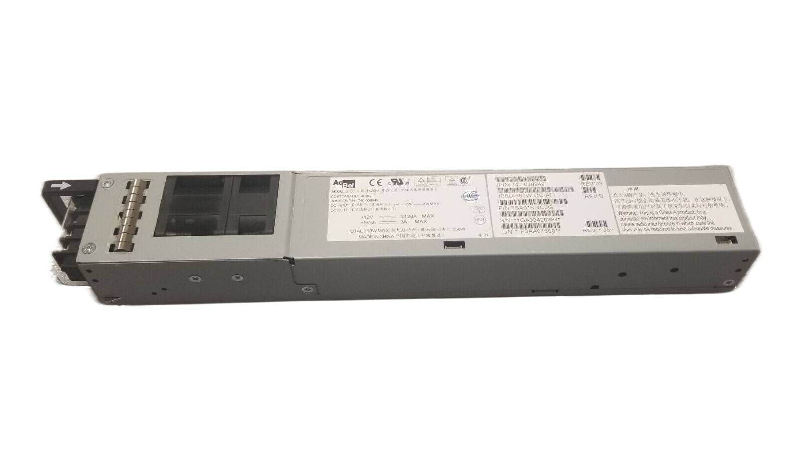 Juniper 650-Watts Power Supply - JPSU-650W-DC-AFI