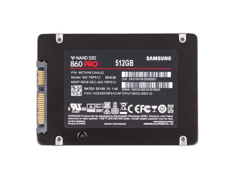 Samsung 860 Pro 512GB SATA 6Gb/s MLC (AES-256 - MZ-76P512BW