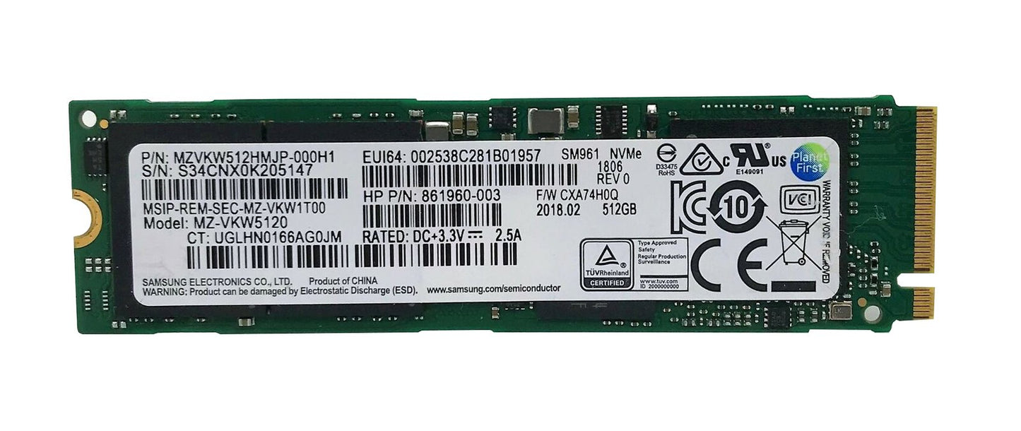 HPE 512GB MLC PCI-Express Gen 3.0 x4 NVMe M.2 2 - 861960-003