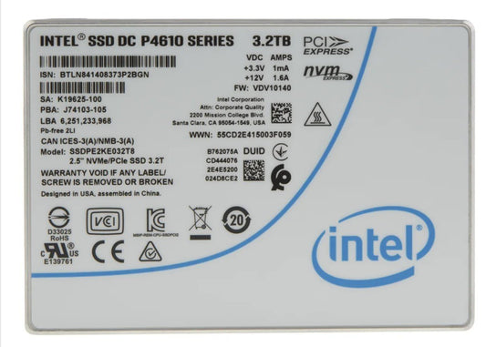 Intel P4610 3.2TB Solid State Drive (SSD) - SSDPE2KE032T8