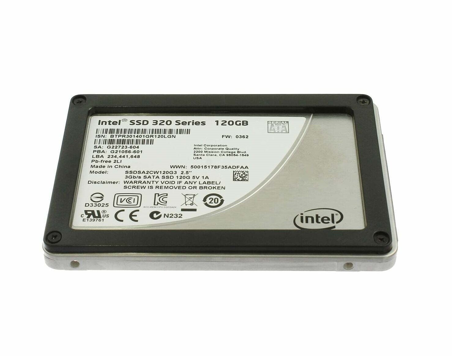Intel 320 Series 120GB Solid State Drive (SSD) - SSDSA2CW120G3