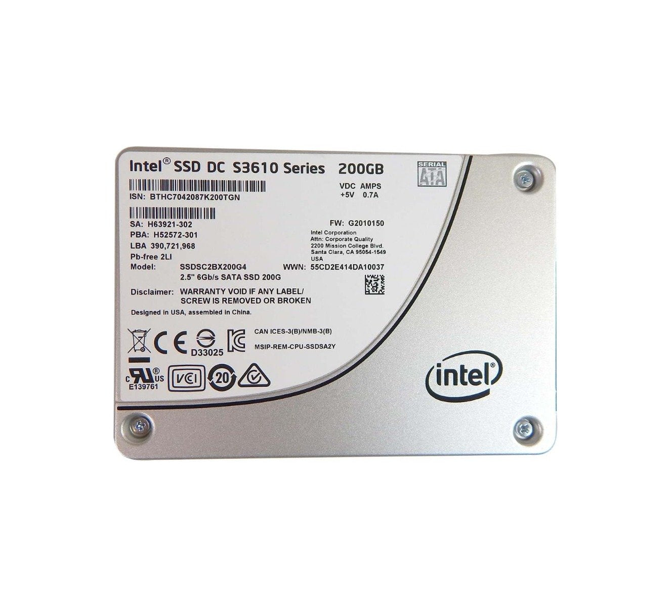 Intel DC S3610 200GB SATA 6Gb/s 2D NAND ML - SSDSC2BX200G401