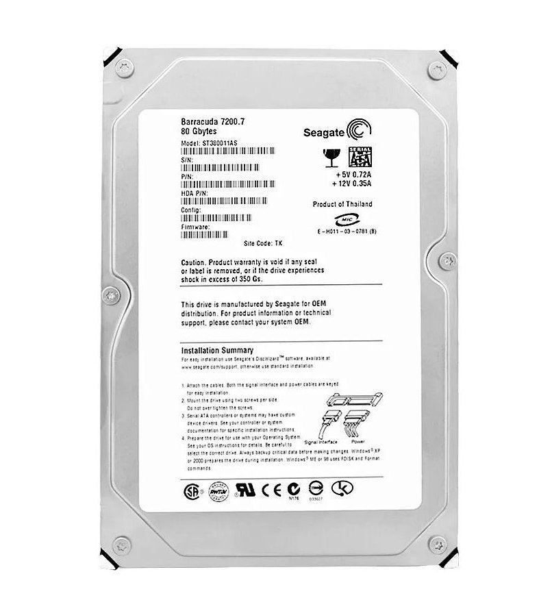 Seagate Barracuda 7200.7 Plus 80GB SATA 1.5Gb/s - ST380011AS