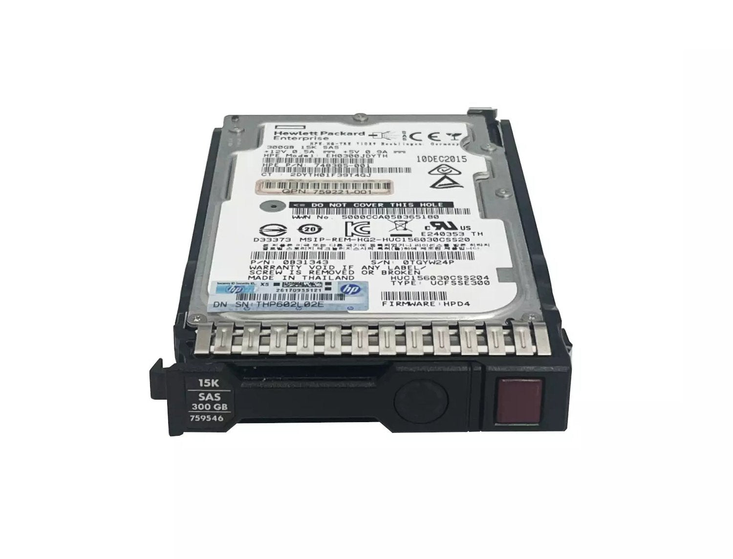 HP 300GB SAS 12Gb/s Hot Swap 15000RPM 2.5-inch - 759546-001